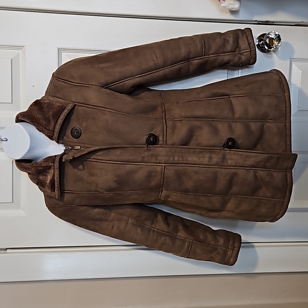 Croft & Barrow, brown, winter coat with faux fur interior and collar. Size S